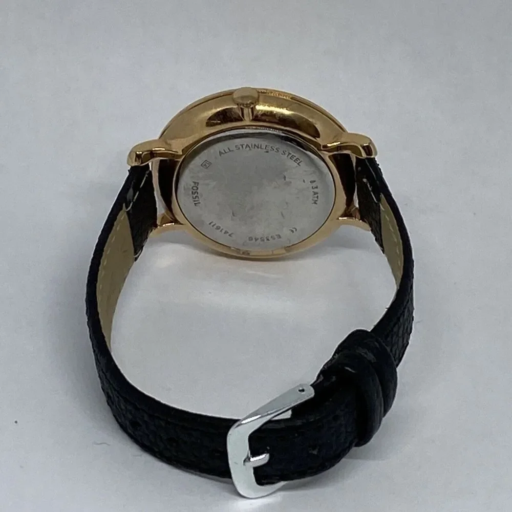 Fossil ES3546 Women's Black Leather Analog Dial Quartz Genuine Watch QB482